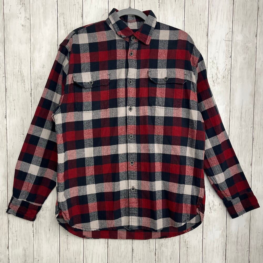 Jachs Red Long Sleeve Plaid Warm Cotton Holiday Button Down Flannel Shirt Large